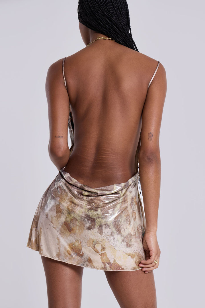 Valantomode | Chic Metallic Leopard Mini Dress for Stylish Nights Out