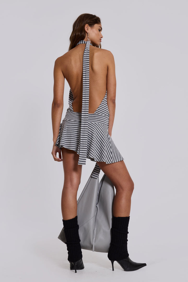 Valantomode | Chic Steel Backless Mini Dress for Stylish Nights Out