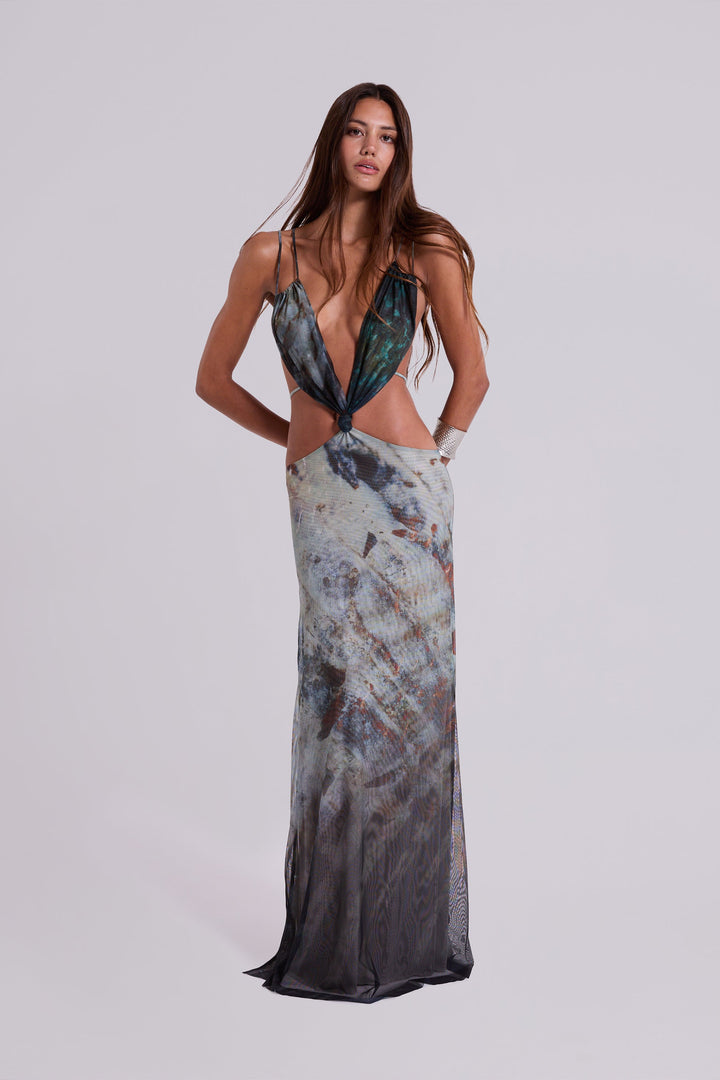 Valantomode | Comfortable Maxi Dress with Unique Turquoise Details