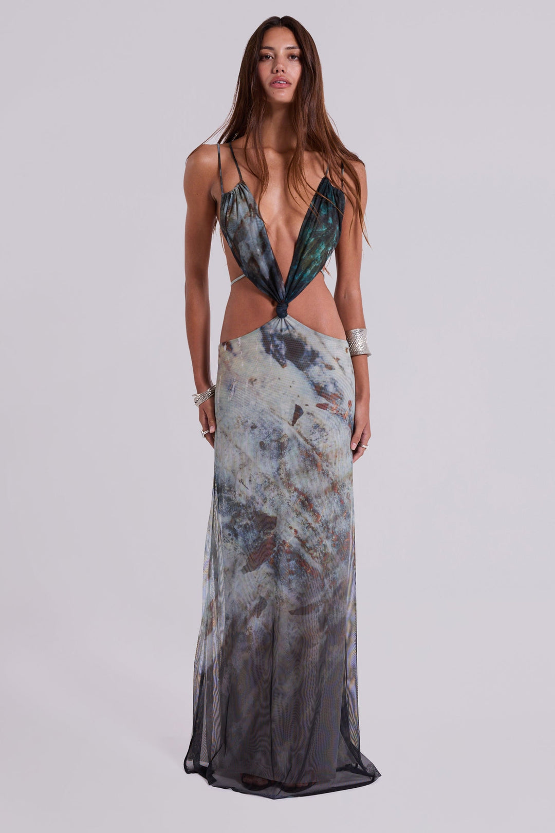 Valantomode | Comfortable Maxi Dress with Unique Turquoise Details
