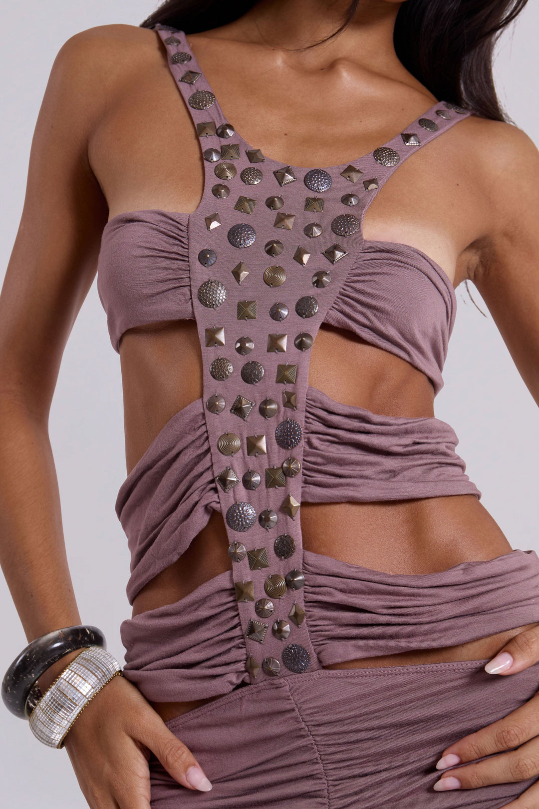 Valantomode | Stunning Cut-Out Hand Beaded Maxi Dress for Special Events