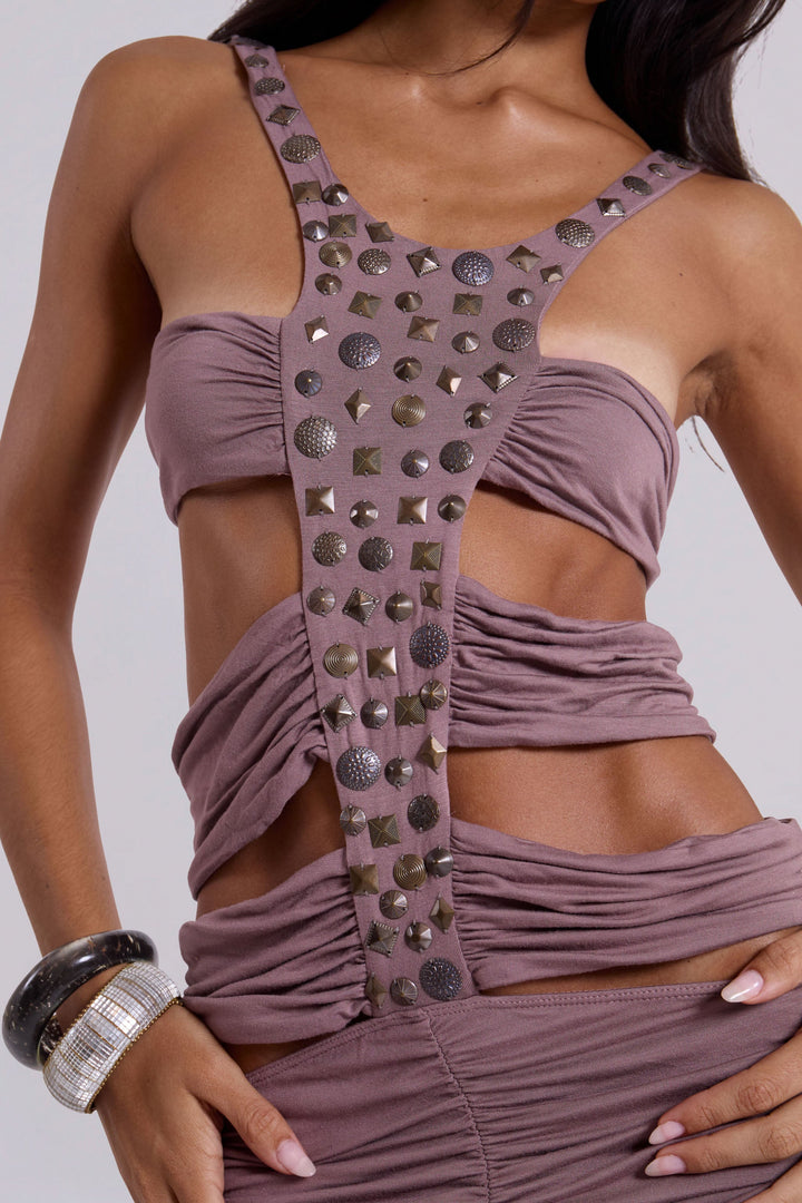 Valantomode | Stunning Cut-Out Hand Beaded Maxi Dress for Special Events