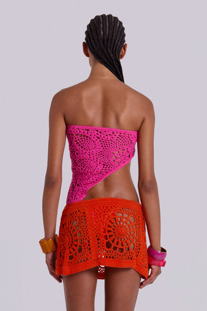 Valantomode | Chic Asymmetric Crochet Mini Dress for Trendy Outings
