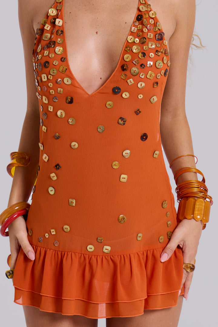 Valantomode | Cute Papaya Mini Dress for Summer Outings
