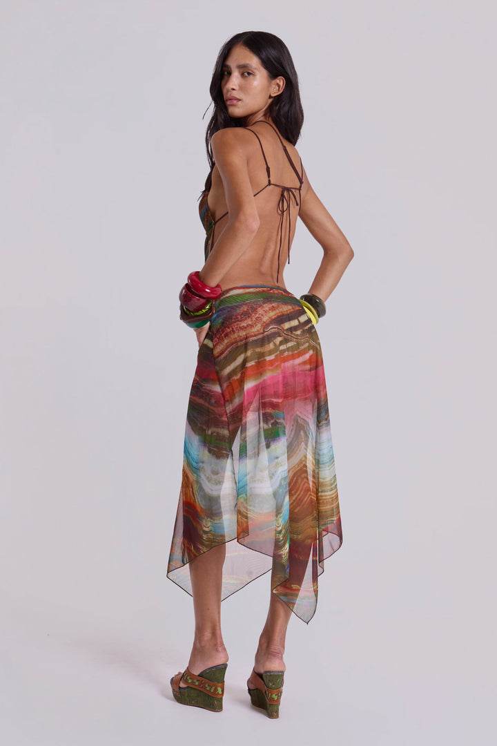 Valantomode | Stylish Midi Dress with Unique Wooden Accents for Women