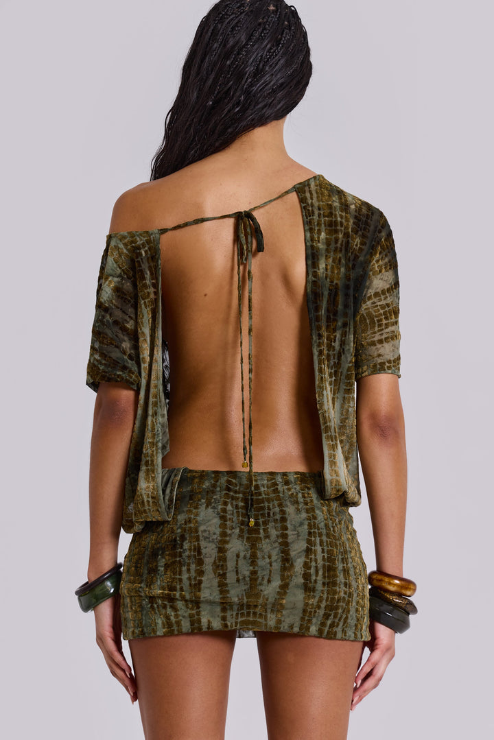 Valantomode | Chic Backless Mini Dress with Crocodile Texture for Women