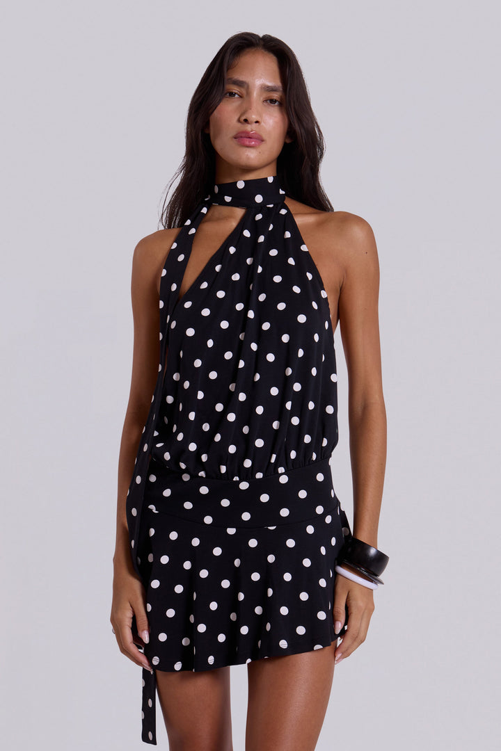 Valantomode | Chic XL Backless Polkadot Mini Dress for Trendy Outfits