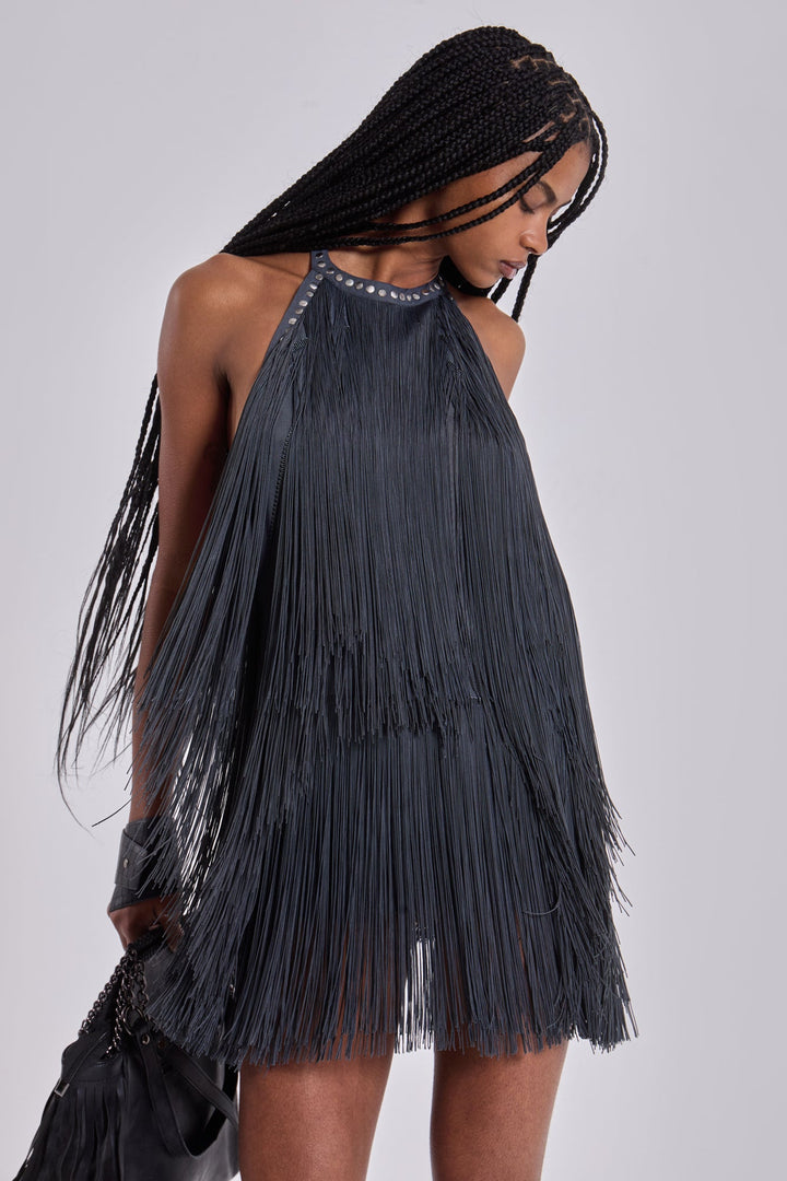 Valantomode | Chic Backless Mini Dress with Fringe Details for Parties