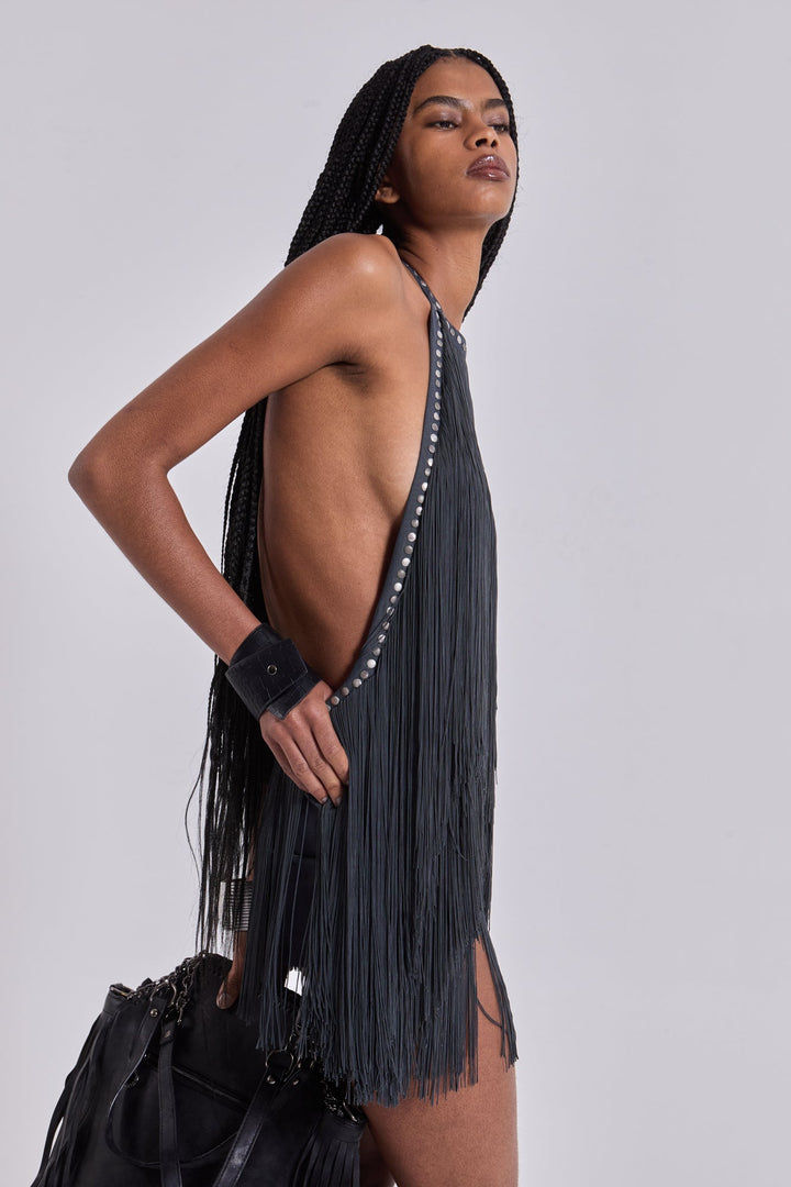 Valantomode | Chic Backless Mini Dress with Fringe Details for Parties