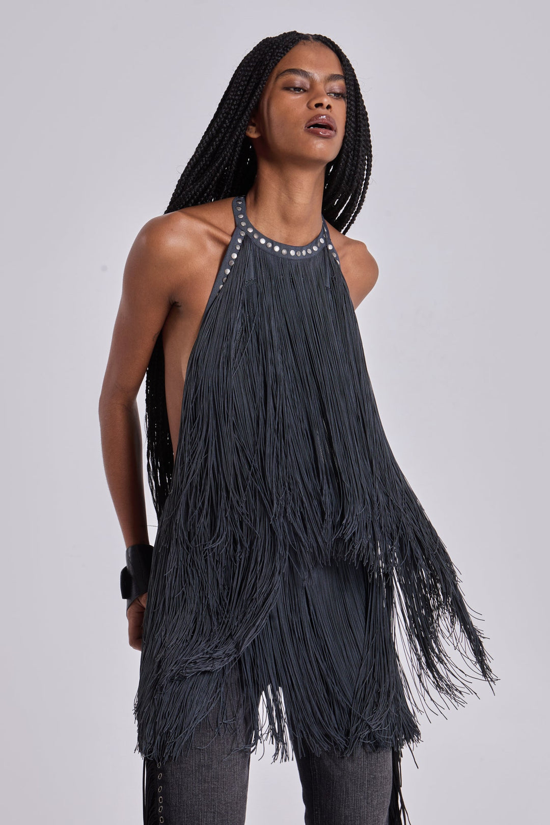 Valantomode | Chic Backless Mini Dress with Fringe Details for Parties