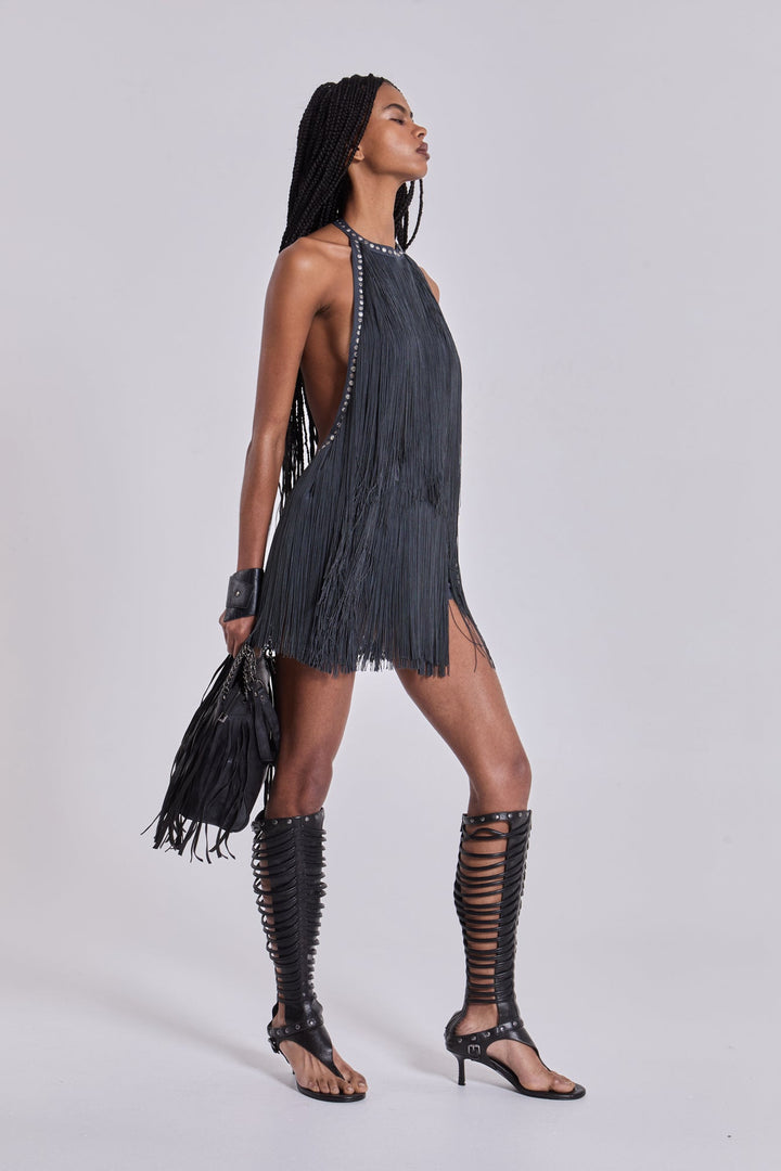 Valantomode | Chic Backless Mini Dress with Fringe Details for Parties