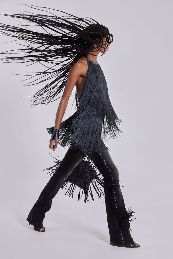 Valantomode | Chic Backless Mini Dress with Fringe Details for Parties
