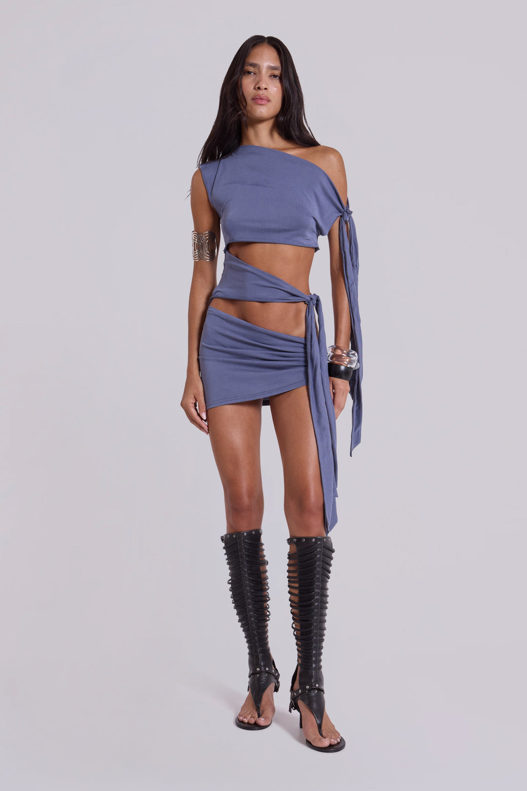 Valantomode | Chic Indigo Asymmetric Mini Dress for Trendy Outings