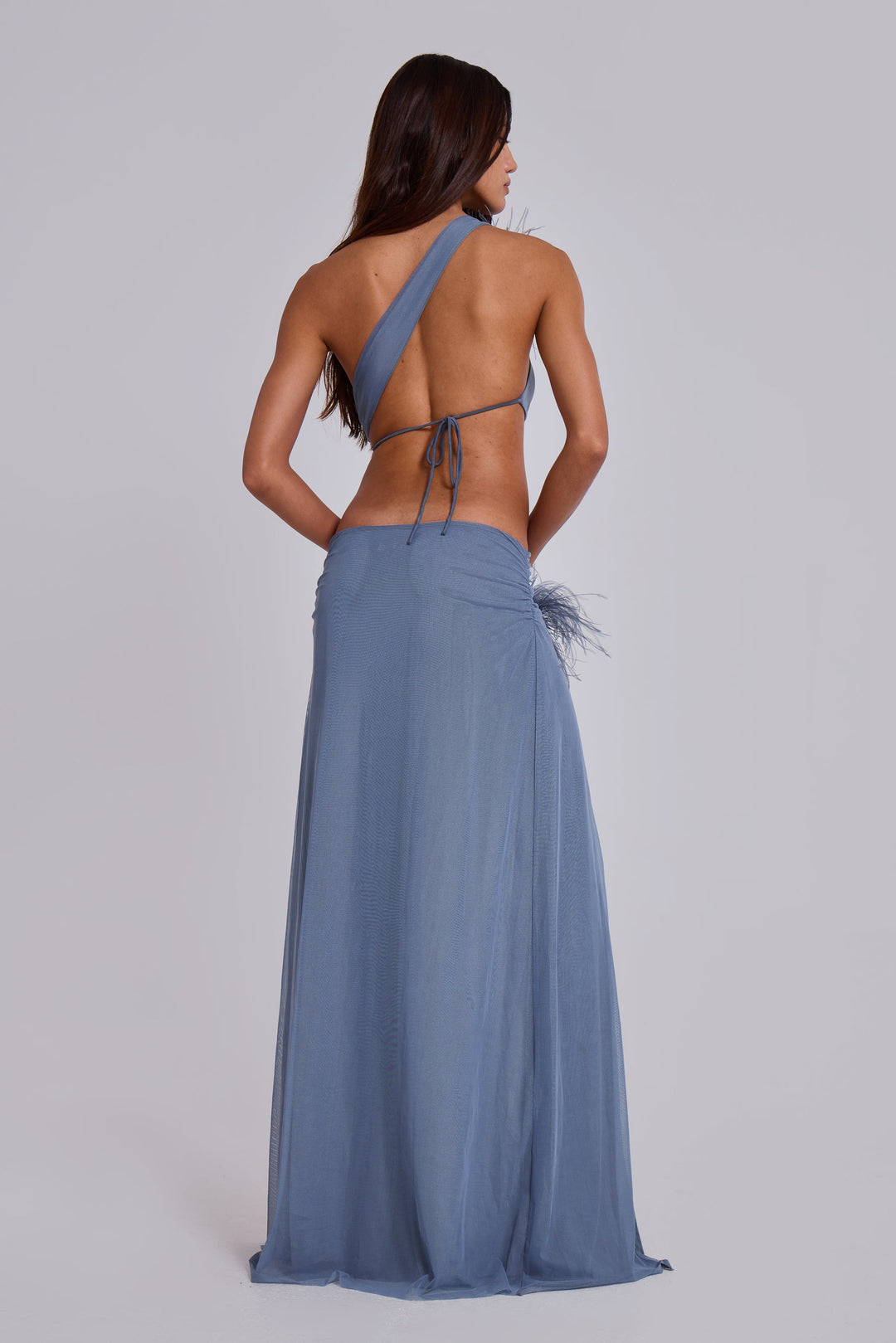 Valantomode | Chic Cut Out Maxi Dress with Feathers for Your Next Event