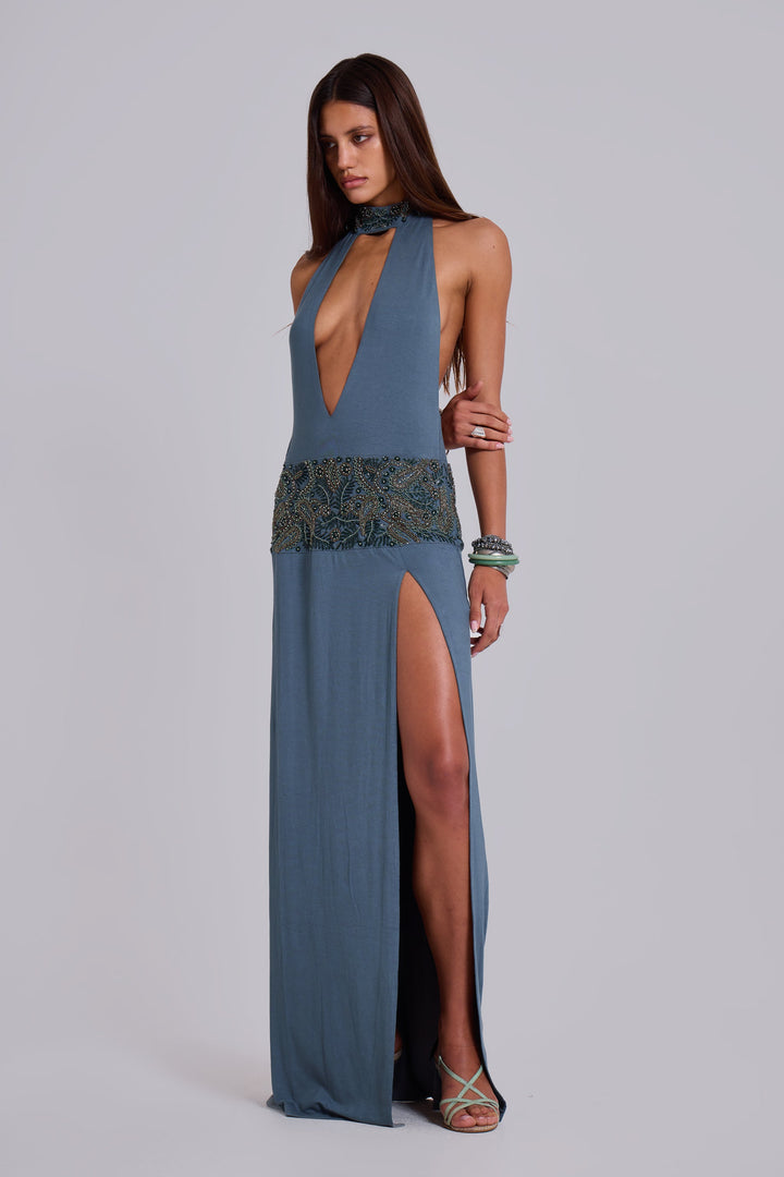 Valantomode | Unique Hand Beaded Maxi Dress for Special Events