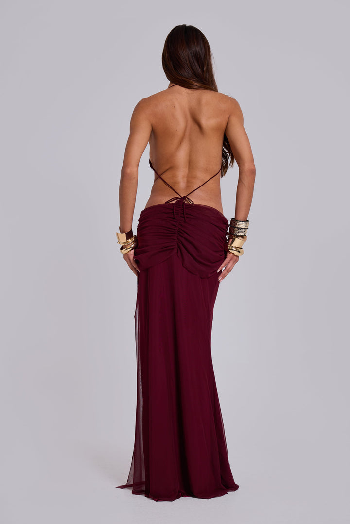 Valantomode | Stunning Burgundy Maxi Dress for Effortless Elegance