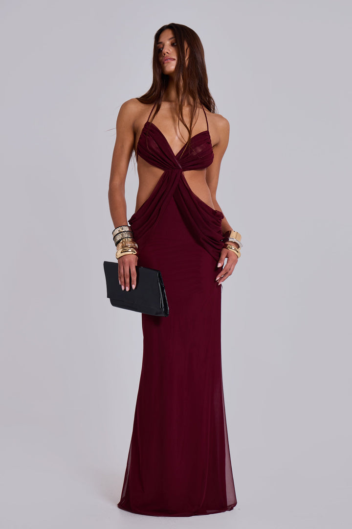 Valantomode | Stunning Burgundy Maxi Dress for Effortless Elegance