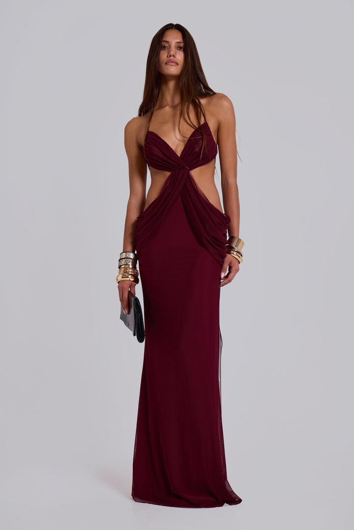 Valantomode | Stunning Burgundy Maxi Dress for Effortless Elegance