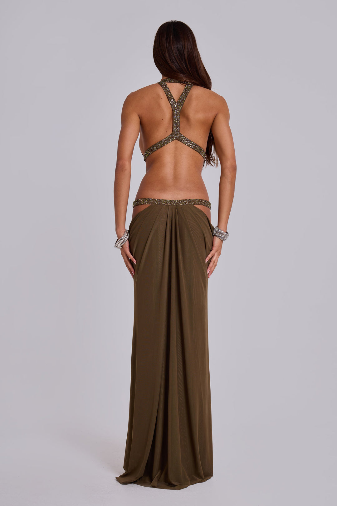 Valantomode | Chic Moss Cut Out Maxi Dress for Effortless Style