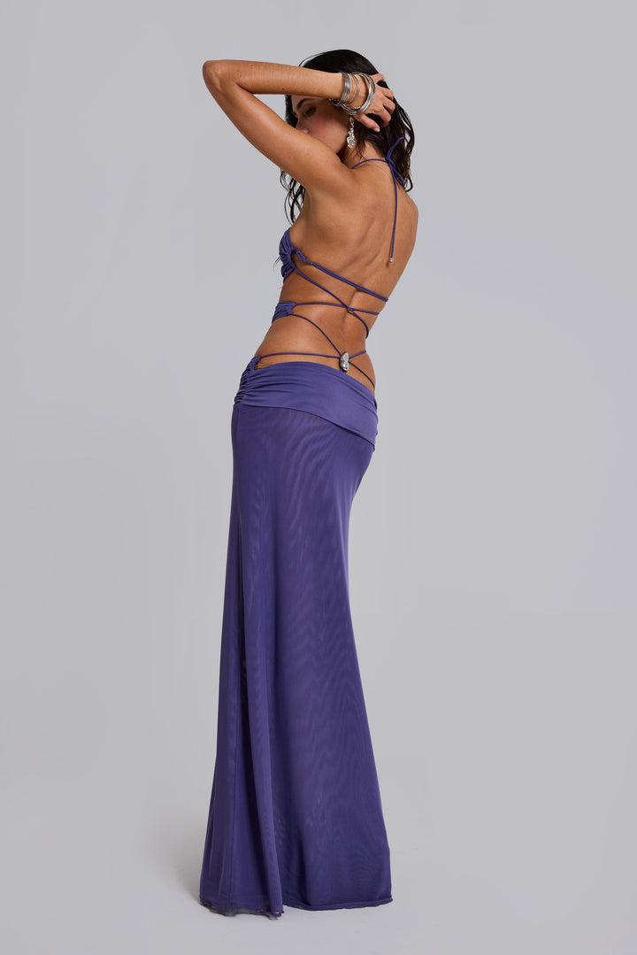 Valantomode | Chic Maxi Dress with Strappy Design and Trendy Metal Accents