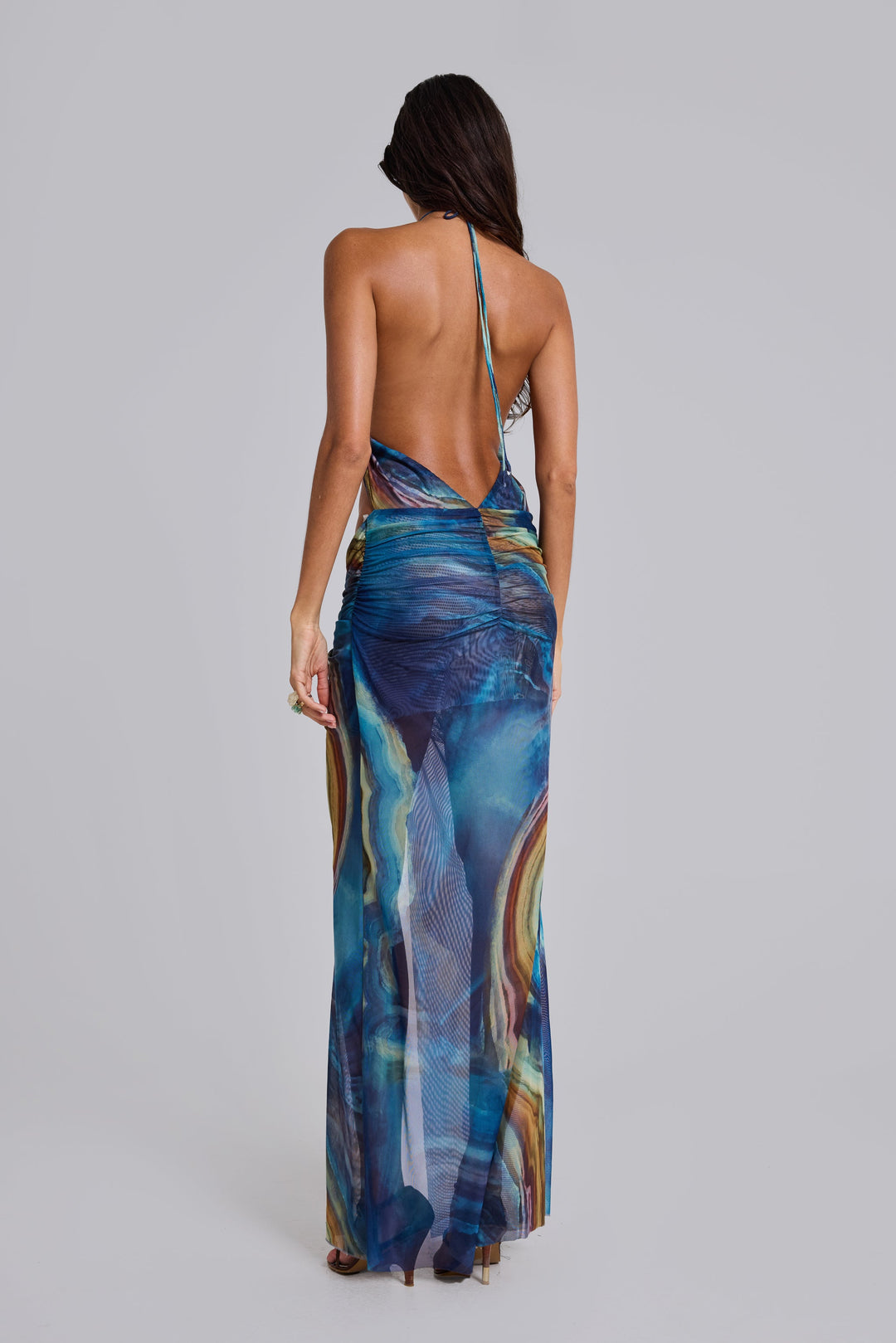Valantomode | Sparkling Quartz Halter Maxi Dress for Special Events