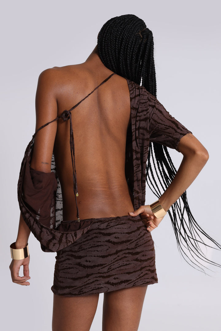 Valantomode | Chic Zebra Print Backless Mini Dress for Night Out