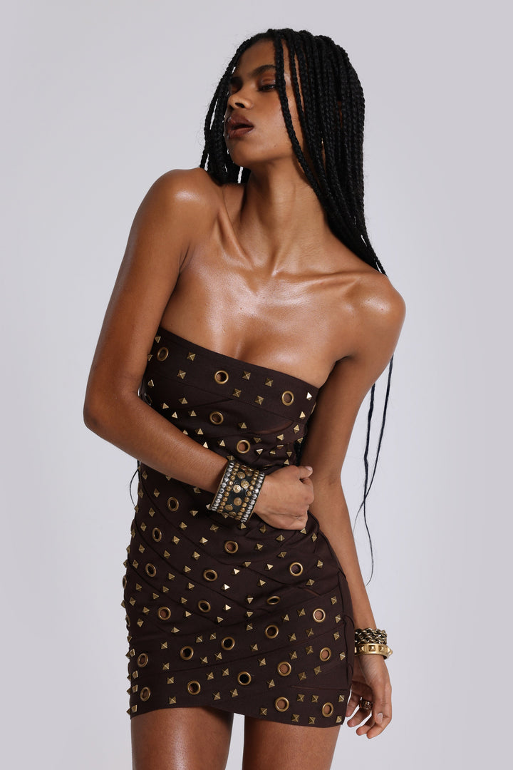 Valantomode | Stunning Studded Bandage Dress for Night Out Parties
