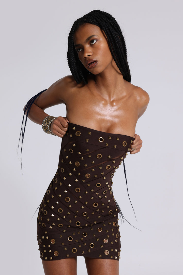 Valantomode | Stunning Studded Bandage Dress for Night Out Parties