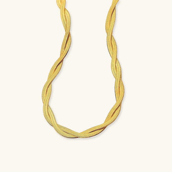 Valantomode | Plated Jasmine Twist Necklace with Helical Torsion Architecture