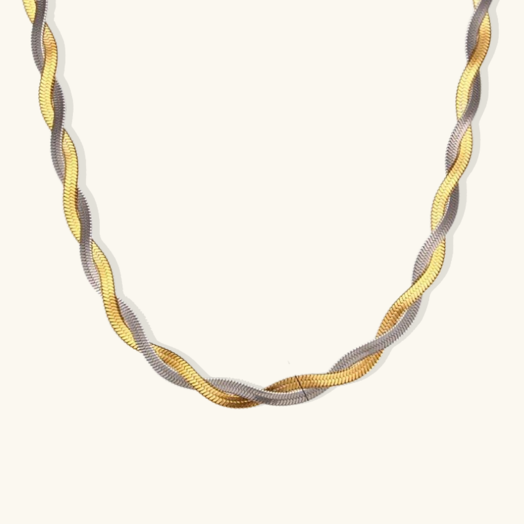 Valantomode | Plated Jasmine Twist Necklace with Helical Torsion Architecture