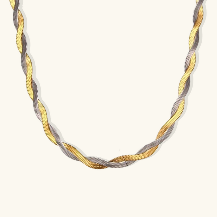 Valantomode | Plated Jasmine Twist Necklace with Helical Torsion Architecture