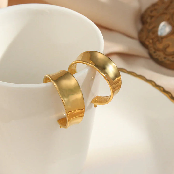 Valantomode | Plated Concentric Hoop Earrings with Internal Texture for Women