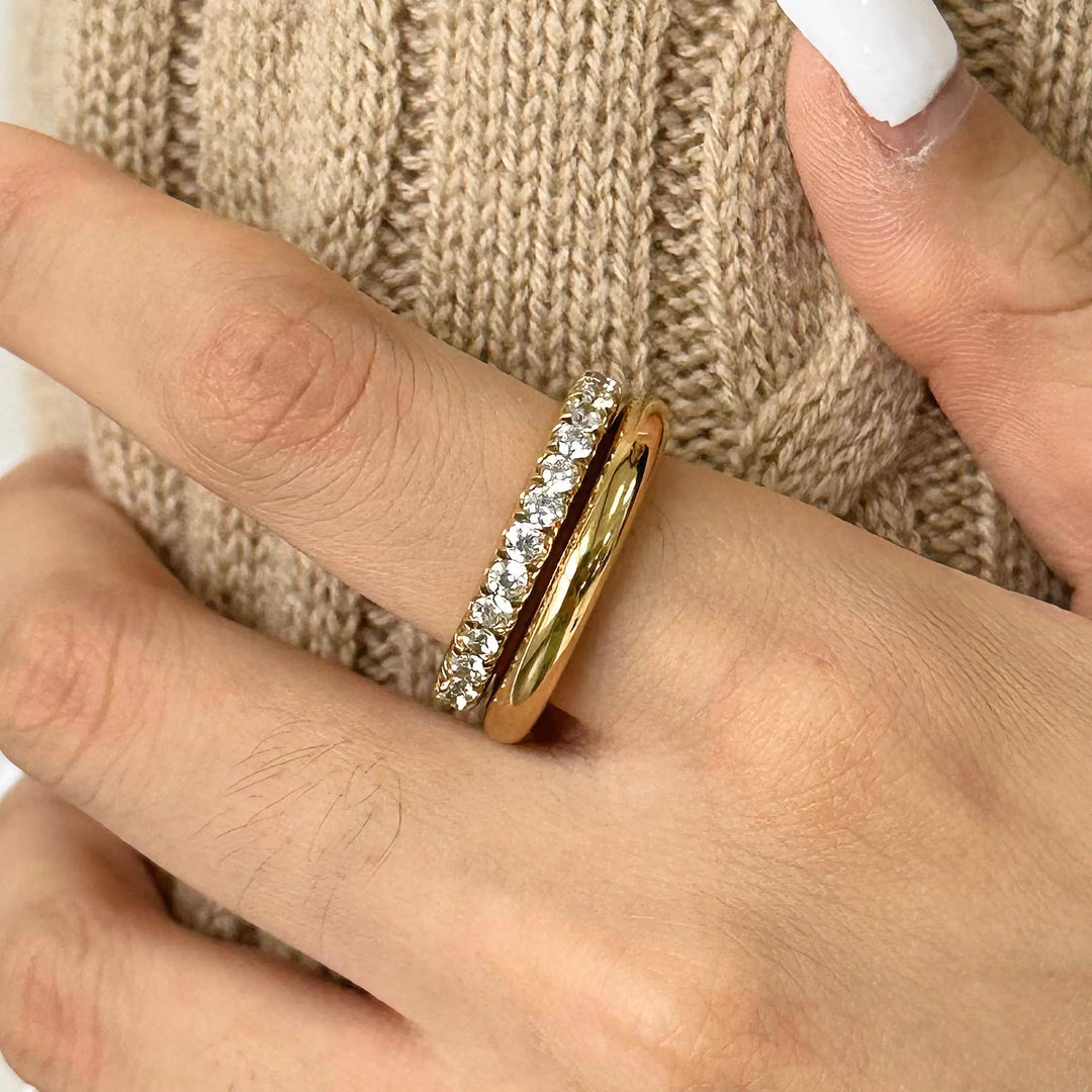 Valantomode | Gold Plated Stacked Ring – Ladies Jewelry