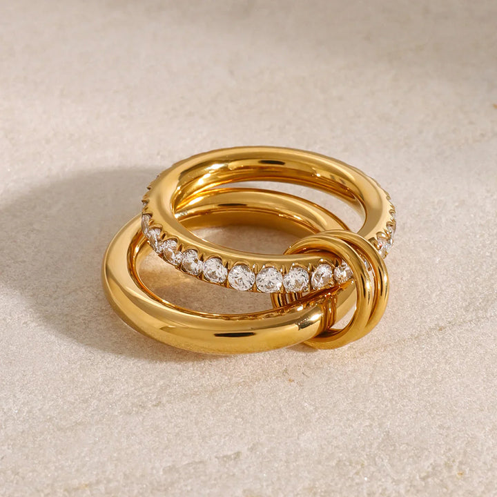 Valantomode | Gold Plated Stacked Ring – Ladies Jewelry