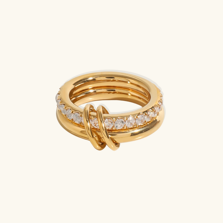 Valantomode | Gold Plated Stacked Ring – Ladies Jewelry