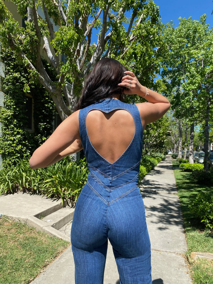 Valantomode | Chic Deep V-Neck Zipper Jumpsuit for Effortless Style