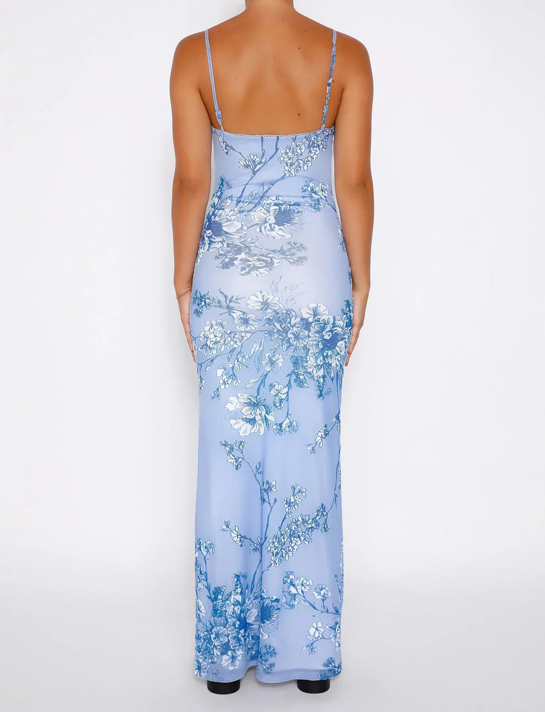 Valantomode | Beautiful Blue Floral Lace Dress for Summer Outings