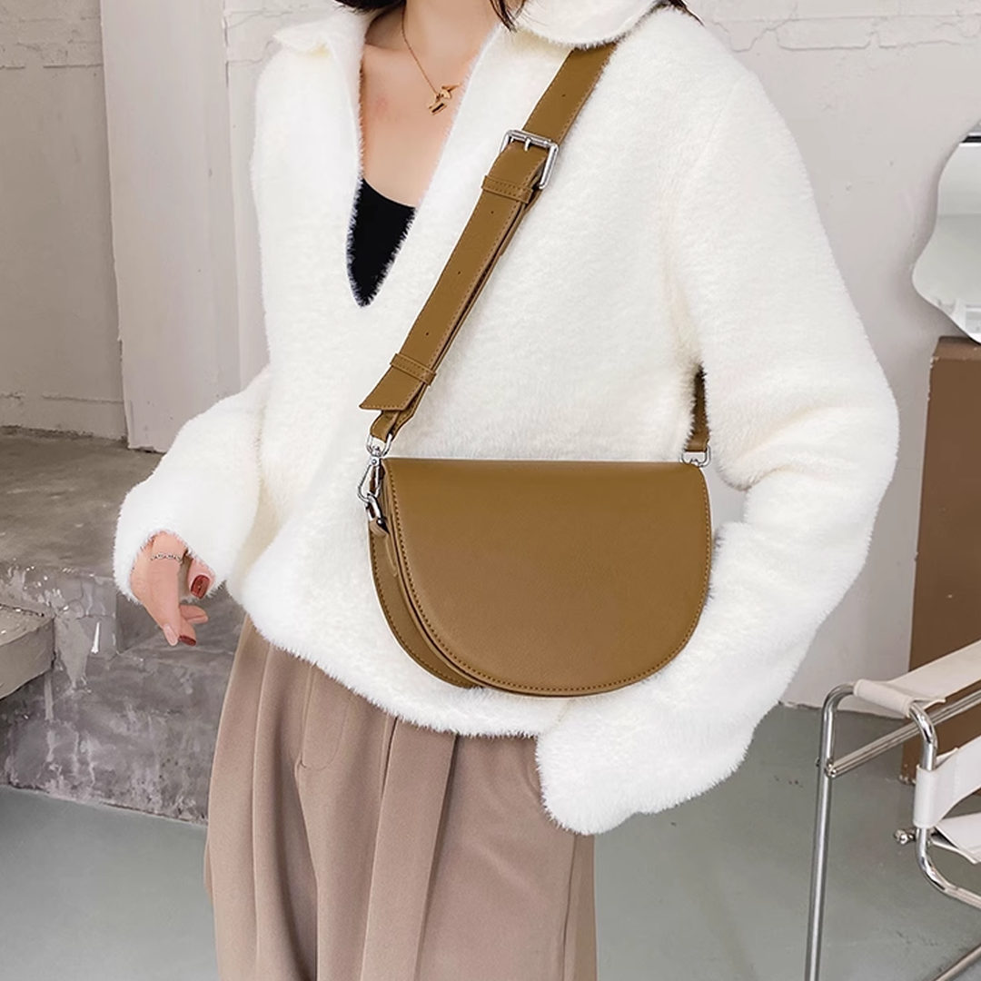 Valantomode | The Lunar Orbital Garrison – Women's Premium Geometric Half-Moon Crossbody Bag