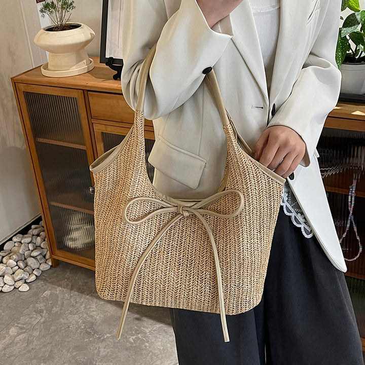 Valantomode | Odyssey Artisan Garrison – Premium Woven Straw & Vegan Leather Large Summer Tote