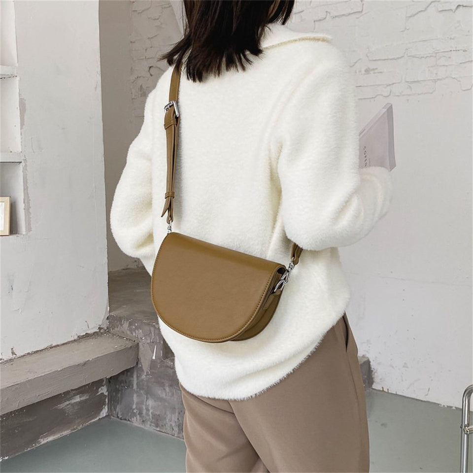 Valantomode | The Lunar Orbital Garrison – Women's Premium Geometric Half-Moon Crossbody Bag