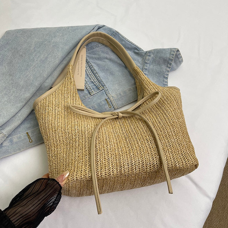 Valantomode | Odyssey Artisan Garrison – Premium Woven Straw & Vegan Leather Large Summer Tote