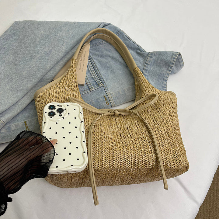 Valantomode | Odyssey Artisan Garrison – Premium Woven Straw & Vegan Leather Large Summer Tote