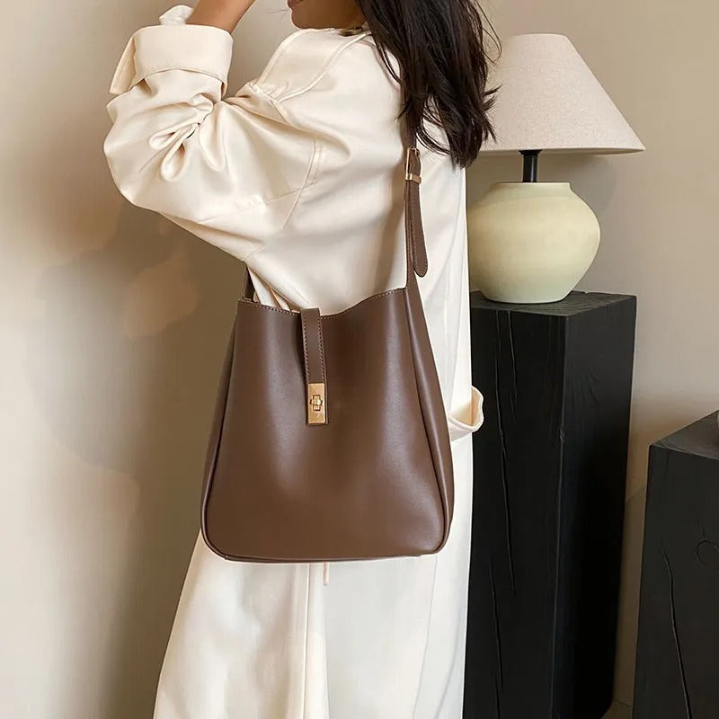 Valantomode | The Bea Vault Crossbody – Women's Premium Vegan Leather Turn-Lock Box Bag