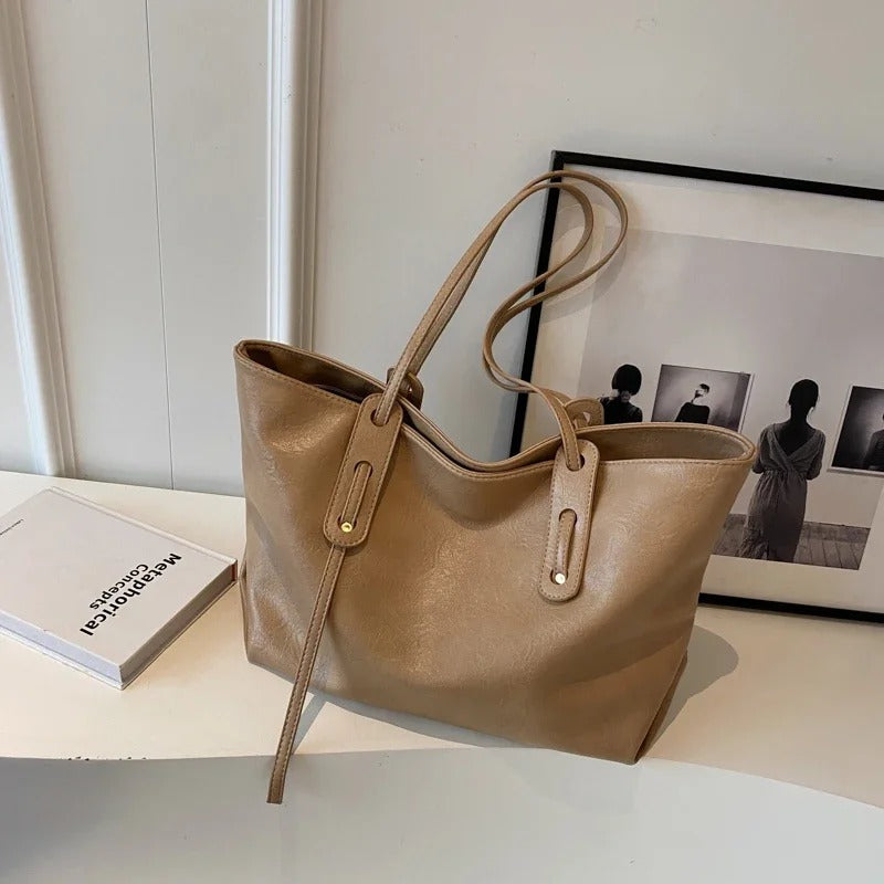 Valantomode | Grand Horizon XL Business Tote – Premium Vegan Leather Oversized Shoulder Bag