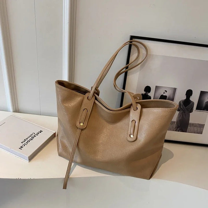 Valantomode | Grand Horizon XL Business Tote – Premium Vegan Leather Oversized Shoulder Bag