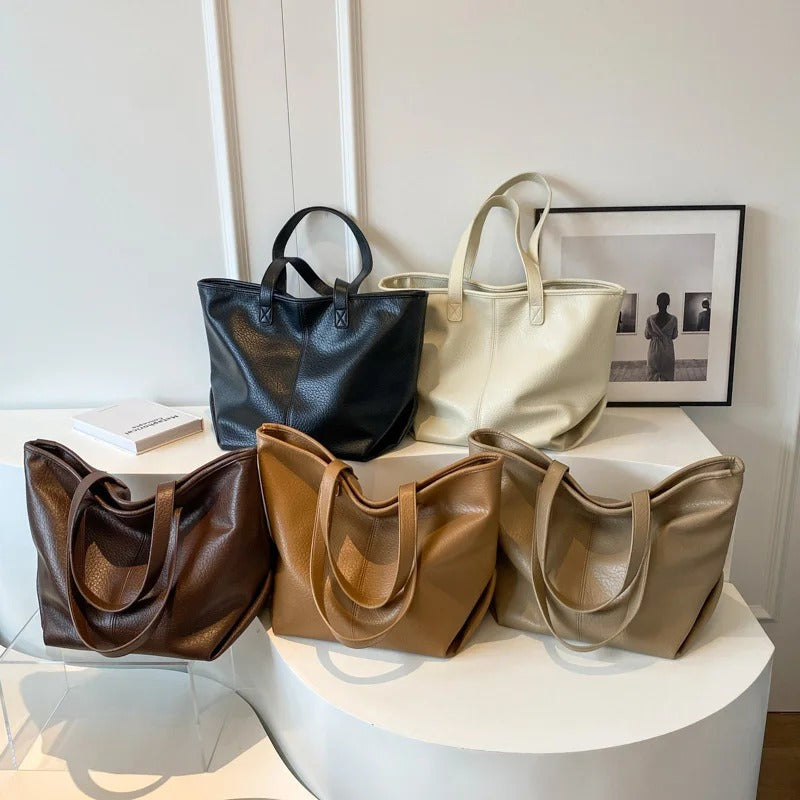 Valantomode | Aria Grande Soft-Touch Tote – Premium Vegan Leather Large Everyday Shoulder Bag