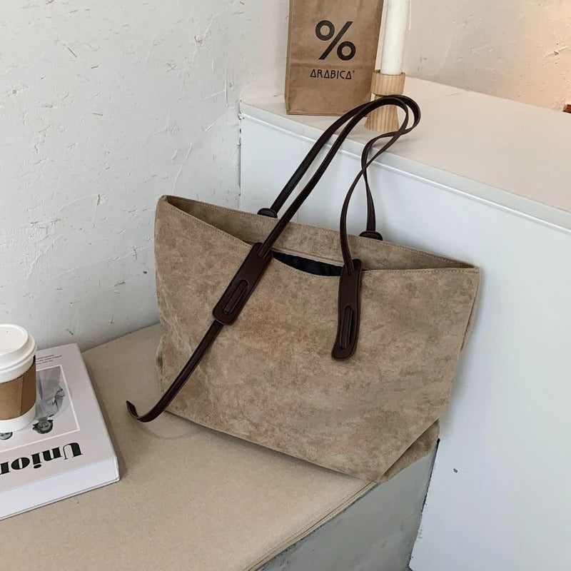 Valantomode | The Moss Suede Executive – Women's Premium Oversized Soft-Touch Tote Bag