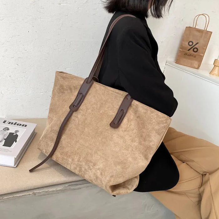 Valantomode | The Moss Suede Executive – Women's Premium Oversized Soft-Touch Tote Bag