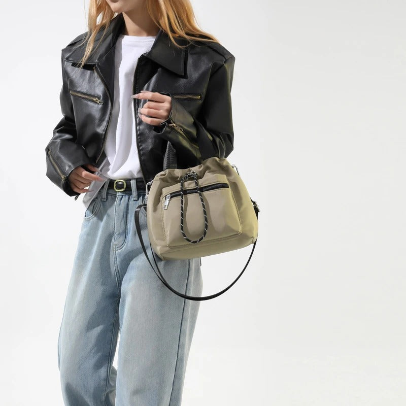 Valantomode | Nimbus Kinetic Capsule – Premium Water-Resistant Nylon Drawstring Tote & Shoulder Bag