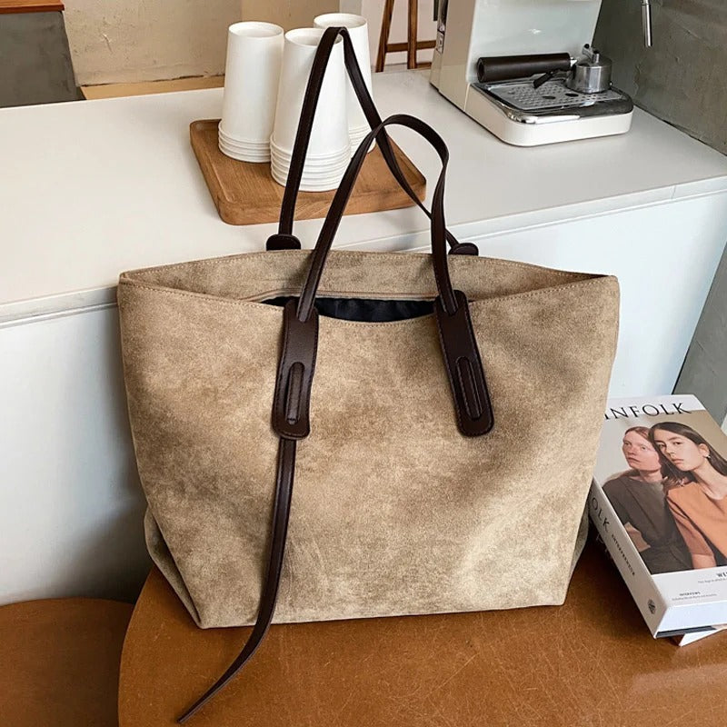 Valantomode | The Moss Suede Executive – Women's Premium Oversized Soft-Touch Tote Bag